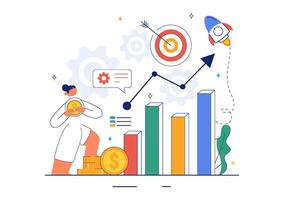 Flat of People Calculating Statistics for Global Development and Planning vector