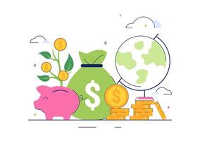 Piggy bank and money management illustration vector