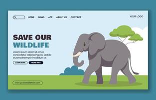 Elephant walking in a green landscape vector