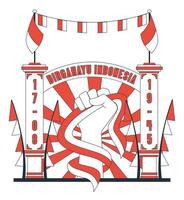 Hands tied with the Indonesian flag, symbolizing the struggle for independence. Located in the middle of the gate, it is a symbol of Indonesian Independence Day. vector