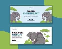 Elephants on World Elephant Day poster vector