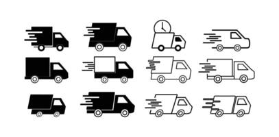Delivery truck icon set illustration vector