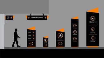 tower Wayfinding system signage mockup vector