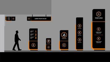 tower Exterior and interior signage and traffic signage vector