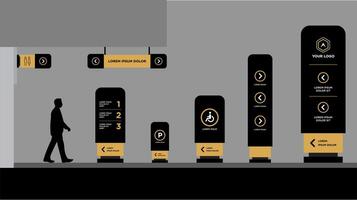 Tower Direction,pole, wall mount and traffic signage vector