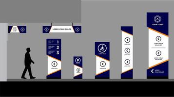 tower Exterior and interior signage blue graphic vector