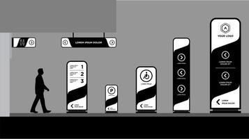 Tower Sign with Metallic Stand Mockup, Right View vector
