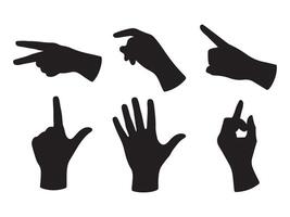 Black silhouettes of hands in various gestures vector