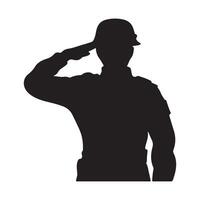 Silhouette of a soldier saluting. vector