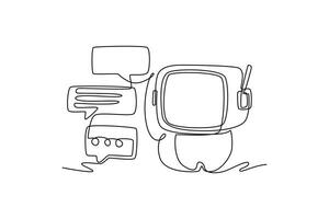 AI chat concept. Single line draw design. graphic illustration vector