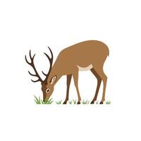Cartoon Forest Animal Graphic Featuring Grazing Deer vector