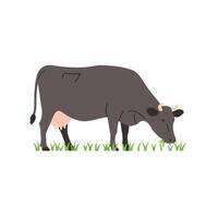 Grazing Animal Farm Cow Flat Character Graphic vector