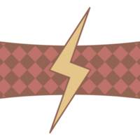 Gold lightning bolt over red diamond patterned background flat cartoon style png