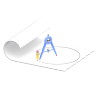 Geometry Compass drawing a perfect circle on a Paper Scroll png