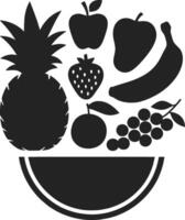 Pineapple apple strawberry banana orange grapes in bowl vector