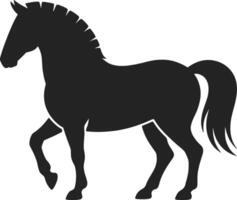 Majestic black horse silhouette with flowing mane and tail animal equine vector