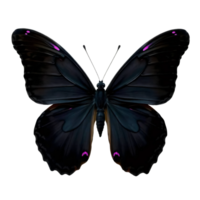 A black butterfly with purple spots on its wings png