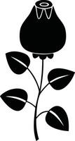 Stylized Rosebud with Leaves Silhouette vector