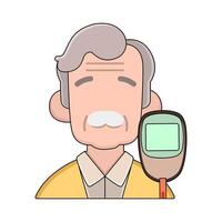 Elderly Man using Glucometer vector