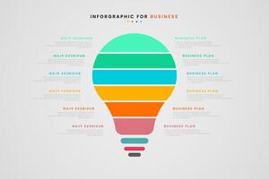 Idea infographic concept . A brain icon at the center of the bulb emphasizes creativity, intelligence, and decision-making power in business vector