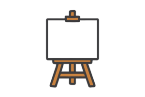 An easel with a blank canvas on it png