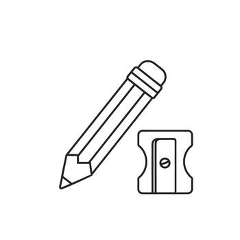 Simple drawing of a pencil with its sharpener vector