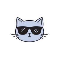 Cute cat wearing glasses in doodle style vector
