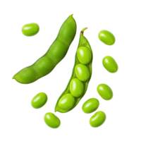 Isolated edamame pods and beans on a transparent background png