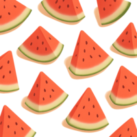 A seamless summer-themed pattern featuring juicy watermelon slices on a soft pastel tone. Perfect for packaging, textiles, or seasonal digital backgrounds. png