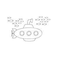 Submarine traveling with a school of fish vector