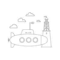 Submarine approaching an ocean research station vector