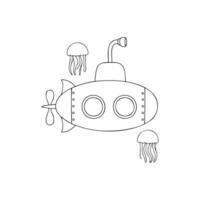 Submarine gliding among floating jellyfish vector