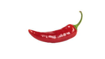Transparent of a Single Red Chili Pepper, Vibrant Red Chili Pepper Isolated on a Transparent Background, Perfect for Culinary or Spicy Themed Designs png