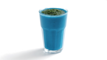 Transparent Blue Smoothie , Refreshing Blue Smoothie with Green Topping in Glass, Isolated on Transparent Background for Design Elements png