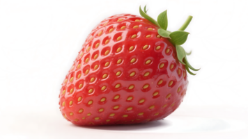 Transparent Strawberry Image, Juicy Red Strawberry with Green Leaves on Transparent Background, Perfect for Food Design and Decoration png