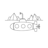 Submarine gliding beneath icy icebergs vector