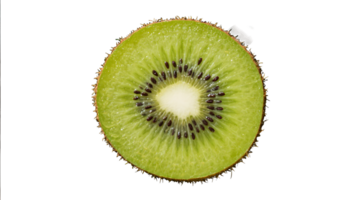 Transparent Kiwi Slice , A Detailed Close-up of a Juicy Kiwi Fruit Slice with Visible Seeds on a Transparent Background, Ideal for Food Design and Culinary Projects png