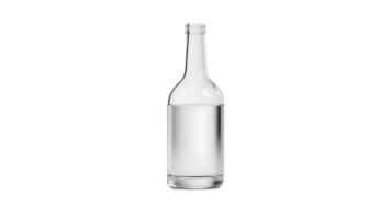 Transparent of a Clear Glass Bottle with a Blank Label, A Realistic Render of an Empty Glass Bottle on a Transparent Background, Perfect for Mockups and Design Projects png