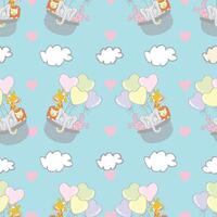 Pattern with animals and balloons design vector