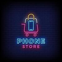 Neon sign of a phone store vector
