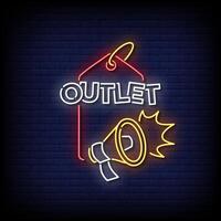 Neon outlet sign with megaphone vector