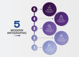 new-Infographic 5 steps, process or options. Business icons. vector