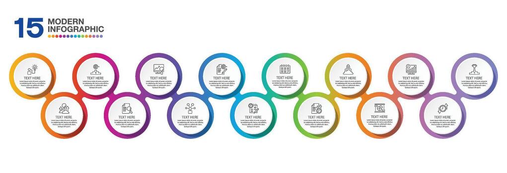 Infographic design with icons and 15 options or steps. vector