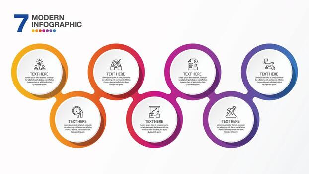 Infographic with 7 steps process or options and icons. vector