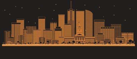 Outline Denver Colorado City Skyline with orange Buildings. Business Travel and Concept with Modern Architecture. Denver USA Cityscape with Landmarks. vector