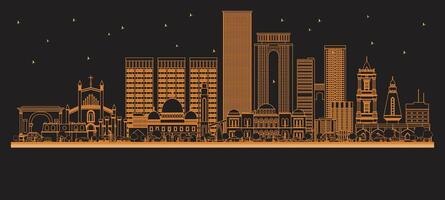 Outline Tripoli Libya City Skyline with orange Buildings. Business Travel and Tourism Concept with Historic Architecture. Tripoli Cityscape with Landmarks. vector