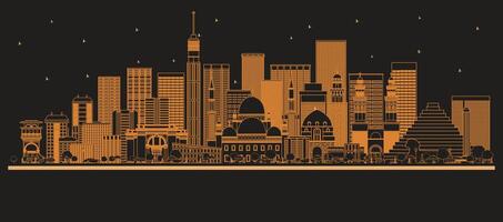 Outline Cairo Egypt City Skyline with orange Buildings. Business Travel and Concept with Modern Architecture. Cairo Cityscape with Landmarks. vector