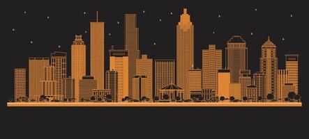 Outline Atlanta Georgia City Skyline with orange Buildings. Business Travel and Concept with Modern Architecture. Atlanta USA Cityscape with Landmarks. vector