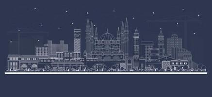 Outline Adana Turkey City Skyline with white Buildings. Illustration. Business Travel and Concept with Historic Architecture. Adana Cityscape with Landmarks. vector
