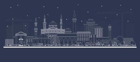 Outline Gaziantep Turkey City Skyline with white Buildings. Business Travel and Concept with Historic Architecture. Gaziantep Cityscape with Landmarks. vector